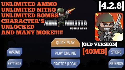 mini militia old version 2015 unlimited bullets